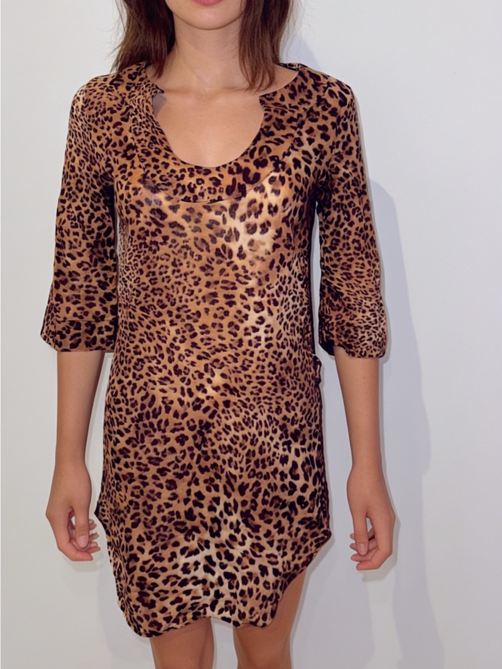 ZIMMERMANN INTERMIX LEOPARD PRINT COTTON TUNIC BOHO COVERUP TOP BLOUSE 0 XS
